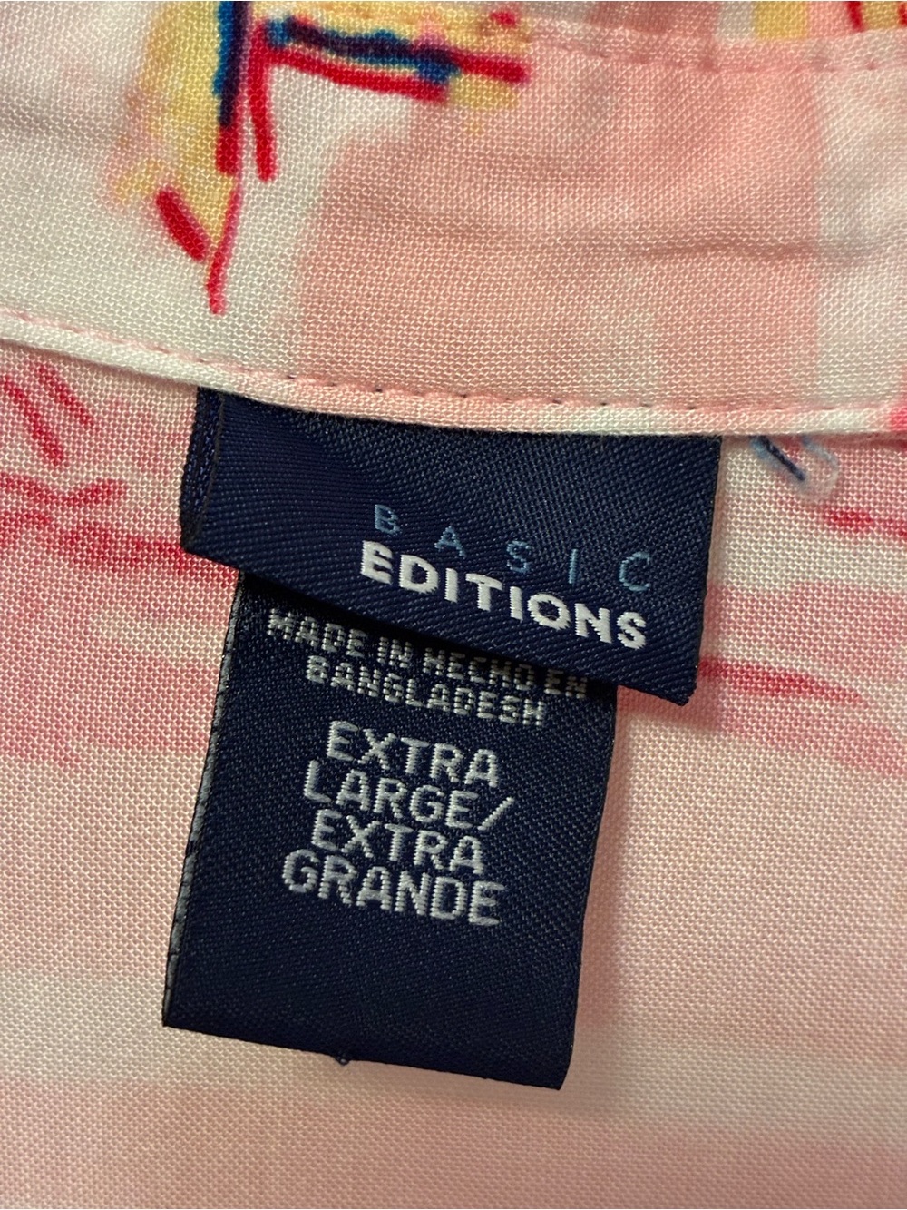 Basic Editions Pink Abstract Short-Sleeve Button-Up - Picture 3 of 6